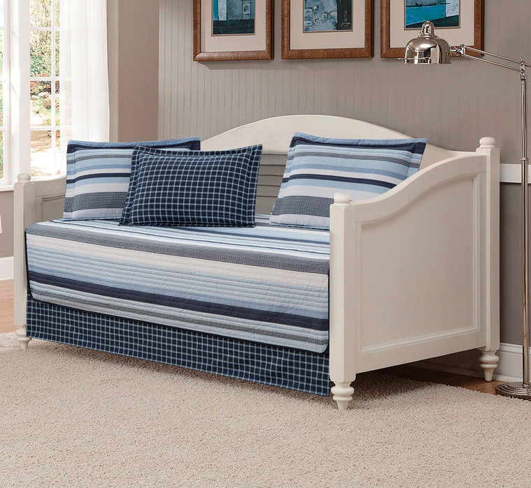 Fancy Linen 5pc Daybed Set Elegant Stripes Blue White New # Elegant Stripe