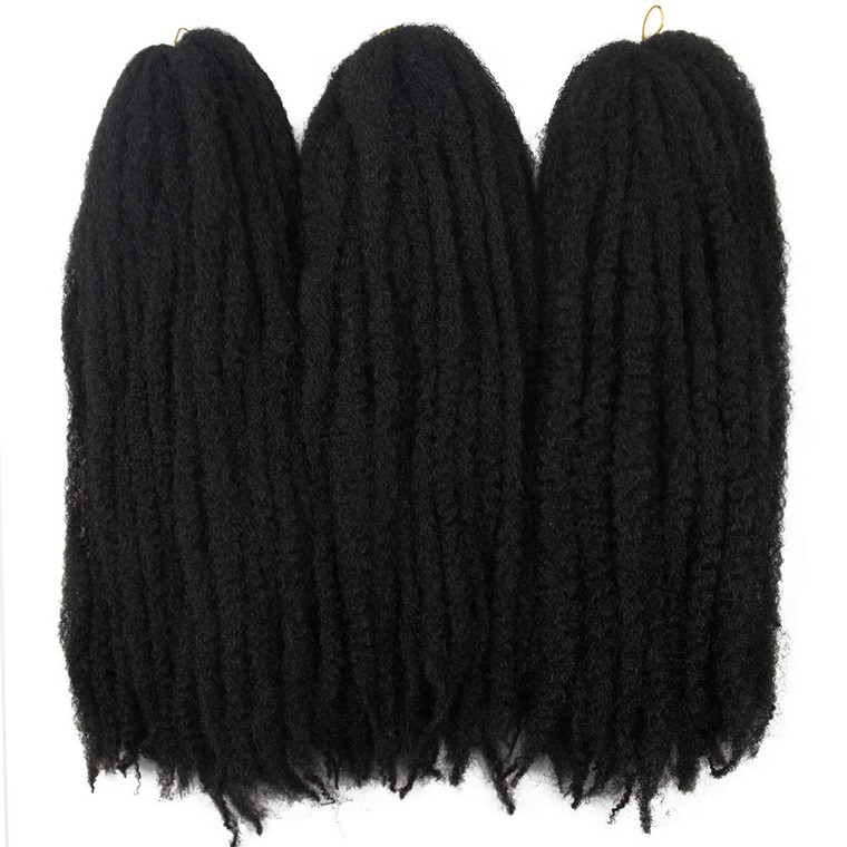 Afro Kinky Twist Crochet Hair Braids Marley Braid Hair 18inch Senegalese Curly Crochet Synthetic Braiding Hair (#1B)
