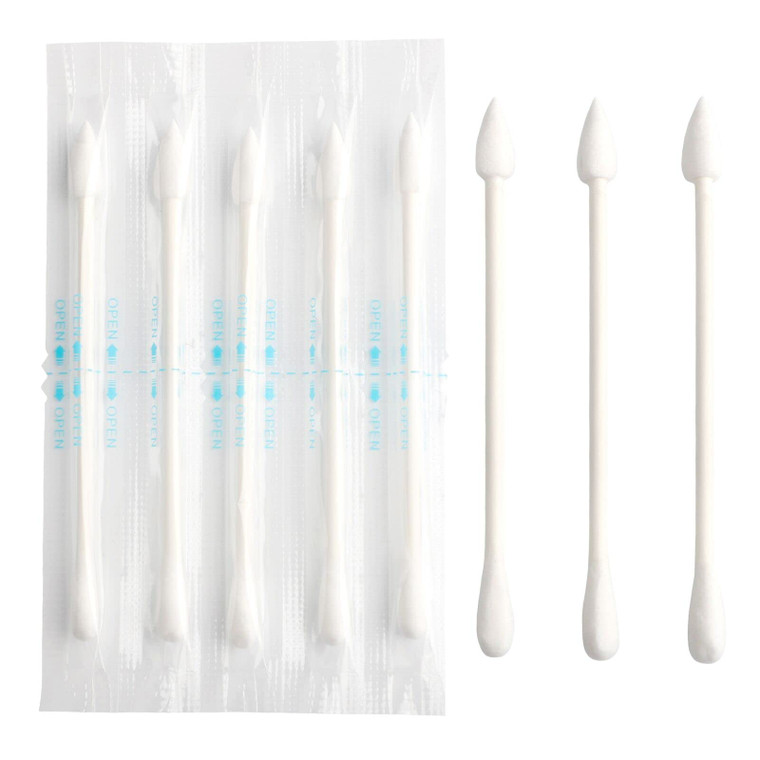 Sppry Olive Oil Makeup Remove Cotton Swabs - Individually Wrapped Double Tipped Paper Sticks, 100 Count (Round/Pointed End)