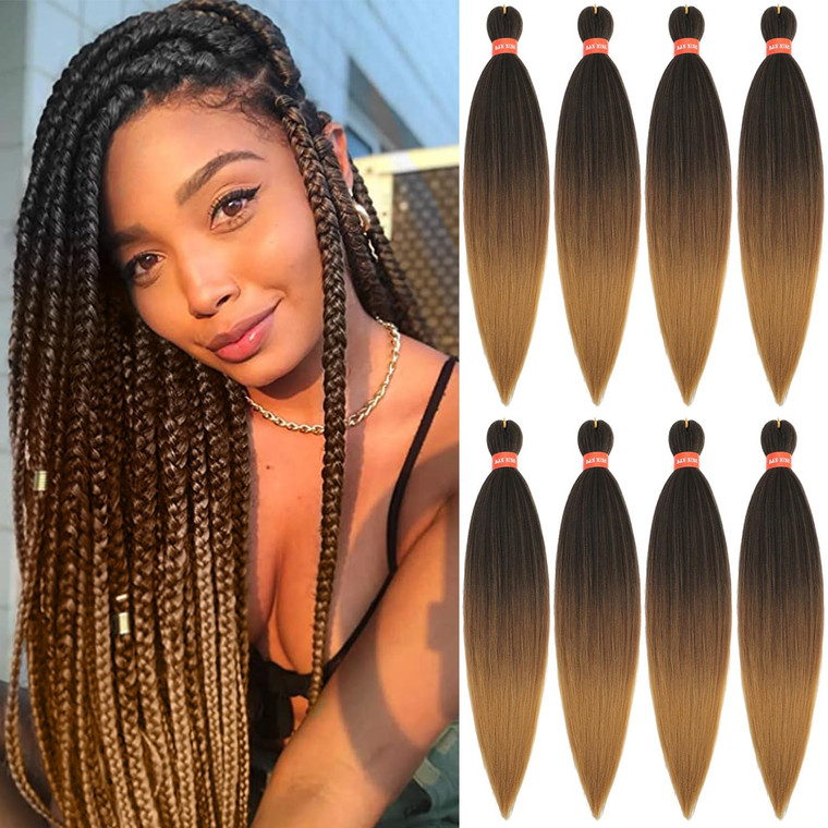 Ombre Pre-stretched Braiding Hair, Top Silky Braid Hair Extensions, Itch Free Crochet Twist Hair Braids, Yaki Texture Original Braiding Hair Pre Stre