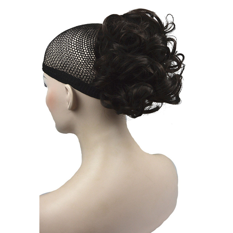 Lydell Short Ponytail Hair Extension Wavy Synthetic Hairpiece with Jaw Claw (Dark Brown)