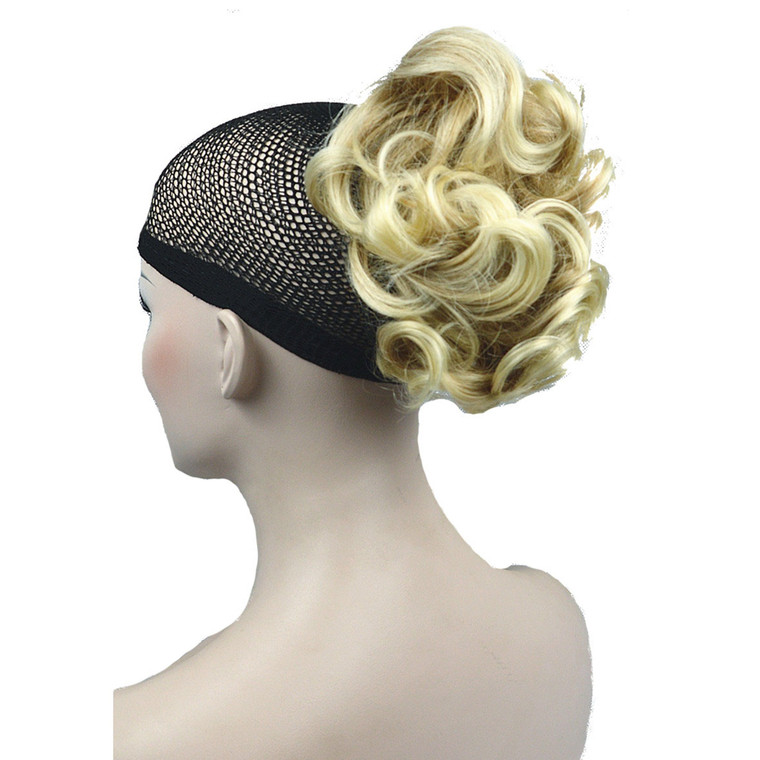 Lydell Short Ponytail Hair Extension Wavy Synthetic Hair-Piece with Jaw Claw (15BT613 Blond mix)
