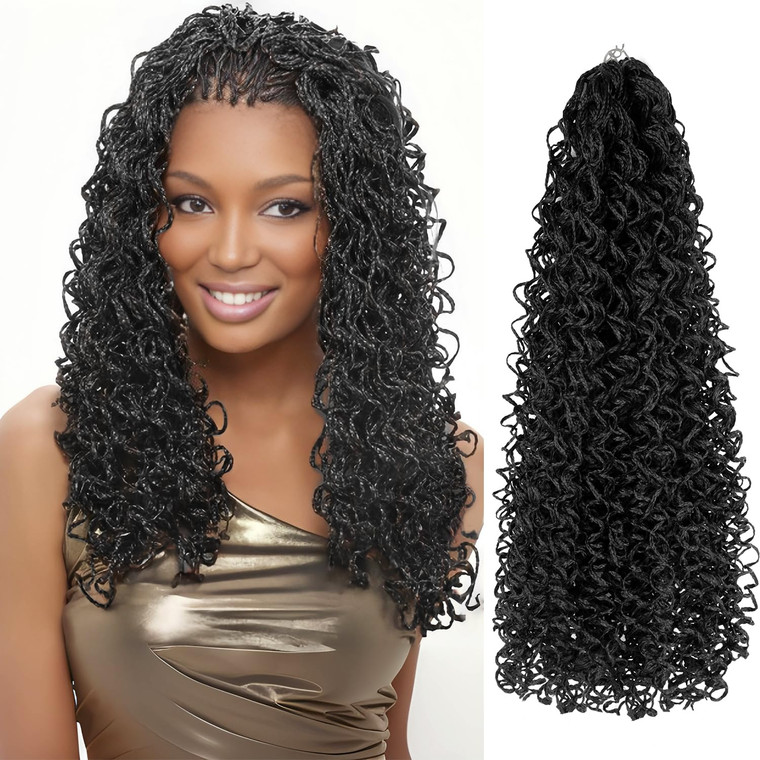 8 Packs of 55-Inch Wavy Small Box Braids Crochet Hair - Knots, Curls, and Waves with ZiZi Braids - Synthetic Hand Crochet Extensions - 28 Strands/Pac