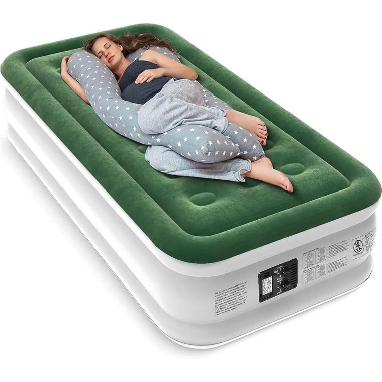 Zearna Air Mattress with Built in Pump - Upgraded Twin Blow Up Mattress, 2 Mins Quick Self Inflatable with Double Air Chamber,18"/550lbs Max, Strong