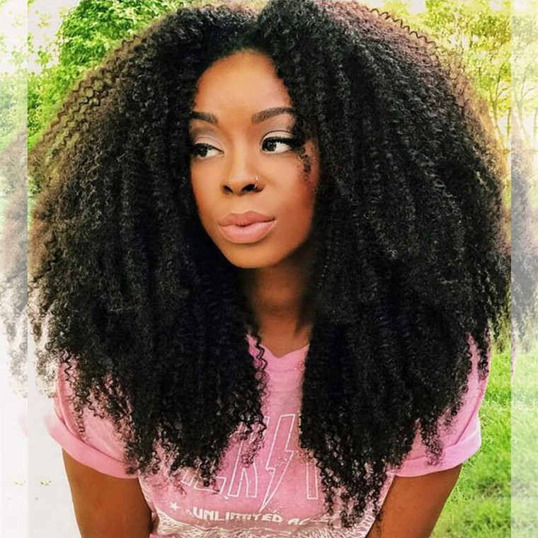 zigzag hair Afro Curly 13x6 Lace Front Wigs for Black Women Brazilian Pre Plucked Deep Part Lace Front Human Hair Wig 150% Density With Baby Hair (16