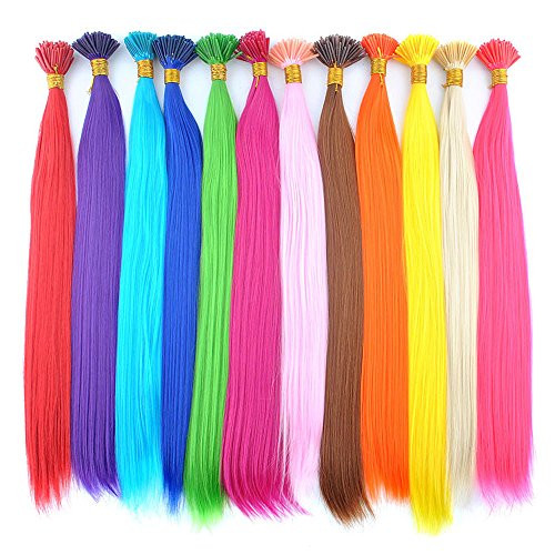 DENIYA Synthetic I Tip Keratin Fusion Hair Extensions Various Color 5G/Strand 50 Strands/Pack Keratin Tip Stick Hair Extensions (I-Tip 45cm) (50 Stra