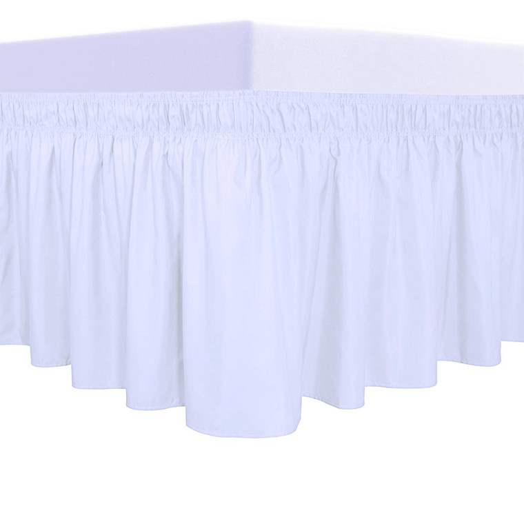PureFit Wrap Around Ruffled Bed Skirt with Adjustable Elastic Belt - 18 Inch Drop Easy to Put On, Wrinkle Free Bedskirt Dust Ruffles, Frame Cover for