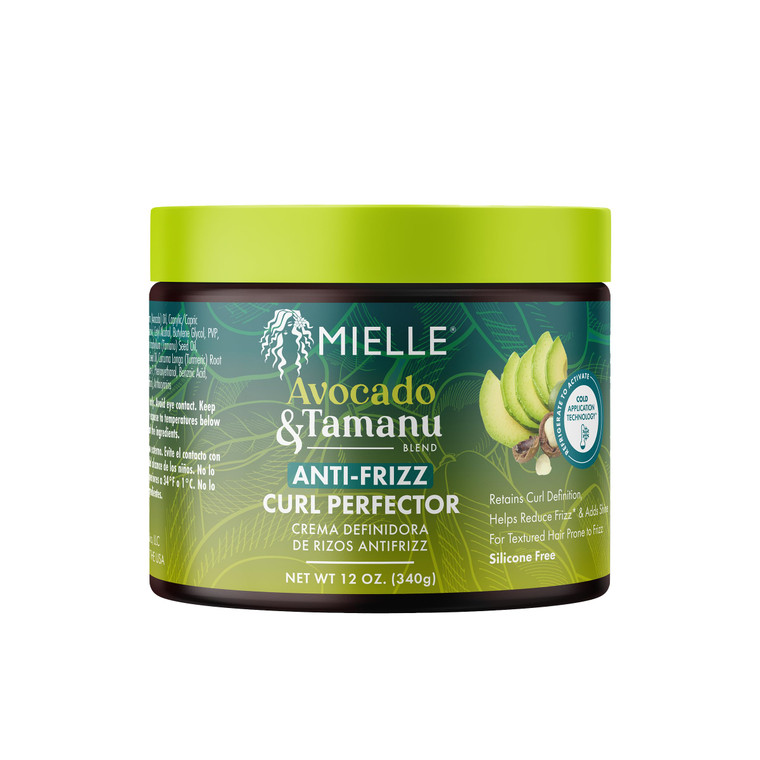 Mielle Organics Avocado & Tamanu Anti-Frizz Curl Cream for Textured Hair - Smoothing & Defining Cream to Lock In Moisture & Enhance Shine - Curly Hai