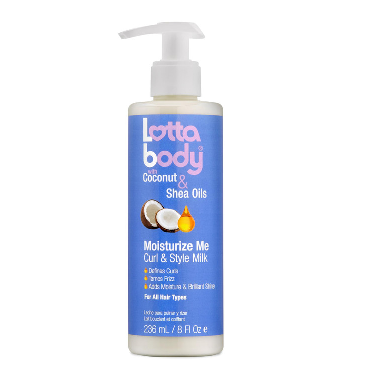 Lottabody, Coconut Oil and Shea Moisturize Me Curl & Style Milk, Defines Curls, Anti Frizz, Adds Moisture & Shine 8 Fl Oz