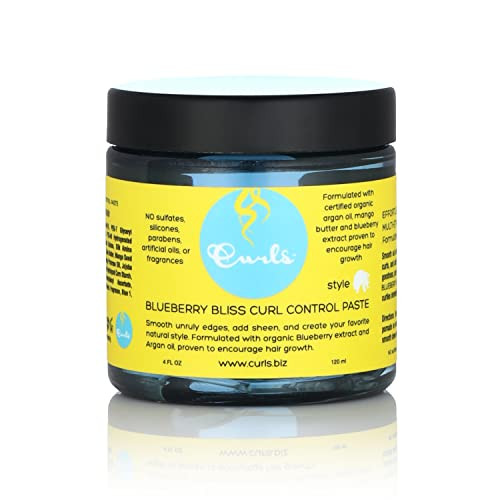 Curls Blueberry Bliss Control Paste - 4 fl oz, For Wavy, Curly, and Coily Hair Types, Smoothes Out and Slicks Down Edges, Tames Frizz & Adds Sheen