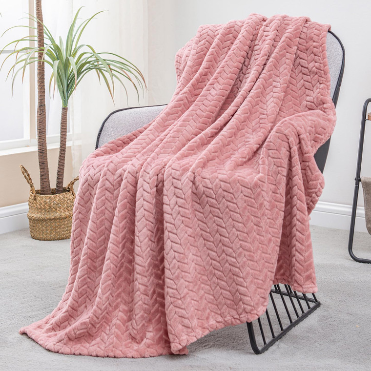 Exclusivo Mezcla Fleece Throw Blanket for Couch and Bed, 50x70 Inches Soft Cozy Jacquard Flannel Blankets, Lightweight Fuzzy Plush Warm Throws for Wo