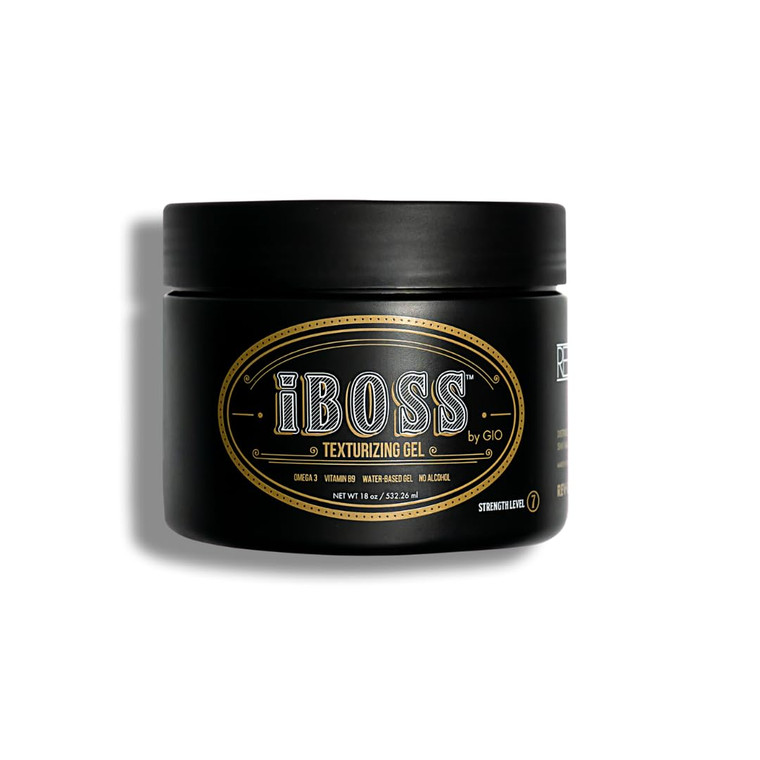 iBOSS Texturizing Hair Gel for Men, Strong Hold Styling Gel for Curly and Straight Hair with Natural Extracts, Vegan & Cruelty-Free Formula, Defends