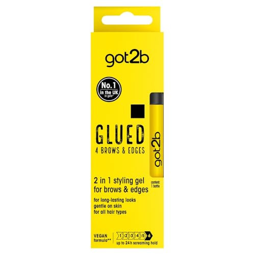 got2b Glued for Brows & Edges 2 in 1 Wand Eyebrow Gel, 72hr Hold, No White Residue or Stickness, Vegan, Silicone Free, Alcohol Free, 16 ml