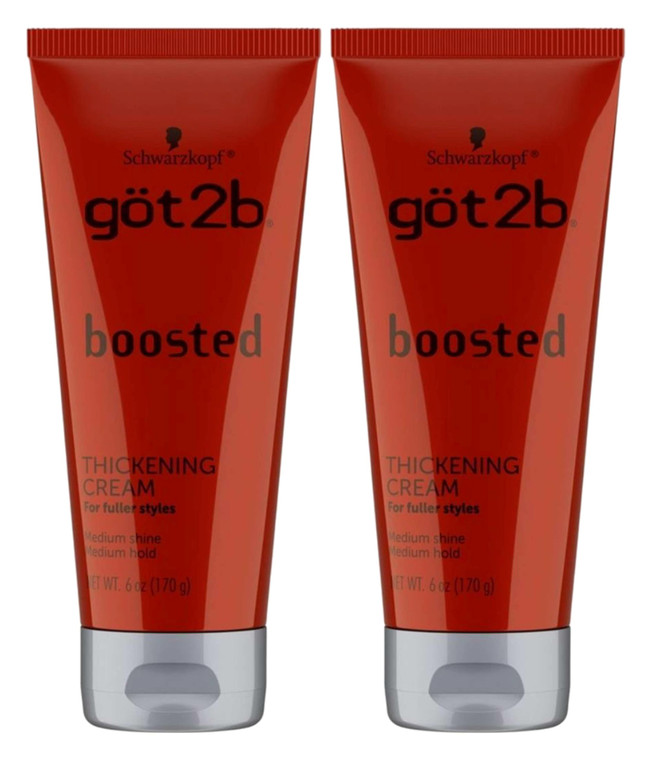 Got 2B Boosted Hair Thickening Cream for Fuller Styles, Medium Shine, Medium Hold, 6 Ounce - 2 Pack