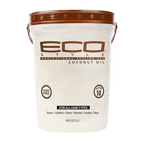 Eco Style Coconut Oil Styling Gel - Adds Luster and Moisturizes Hair - Weightless Styling and Superior Hold - Prevents Breakage and Split Ends - Prom