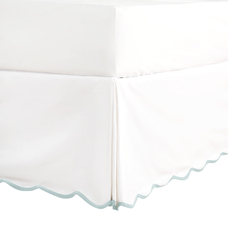 HIG Off White Chic Queen Bed Skirt - Easy Fit Scallop Edge Pleated Bedskirts, 14 Inch Drop Anti-Slip Dust Ruffle, Thick Fabric for Enhanced Privacy,