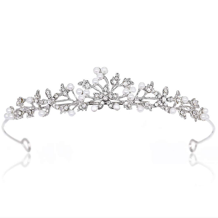 Rhinestone Pearl Tiaras and Crowns Headpieces For Women and flower girls Bridgerton Hair Accessories for Birthday Prom Wedding Princess Crown