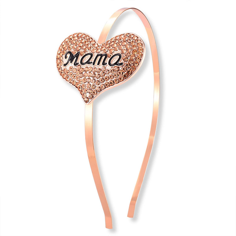 CEALXHENY Mothers Day Headband Enamel Rhinestone Mama Hairband for Women Sparkling Crystal Heart Hair Hoop Mothers Day Hair Accessory Gift (Gold)