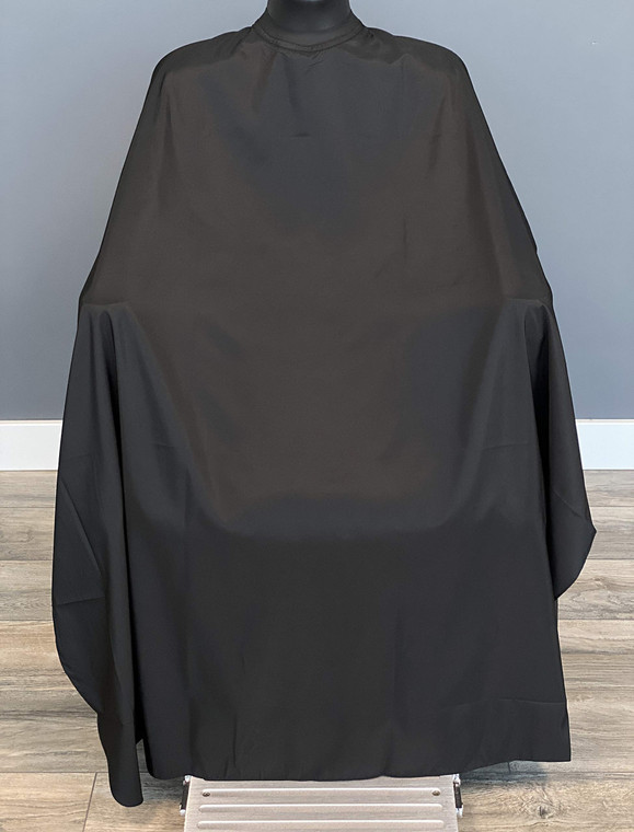TRU BARBER Silicone neck Barber cape, 100% Polyester, light weight, Hair Salon Cutting Cape, No logo 50" x 58 (Black)