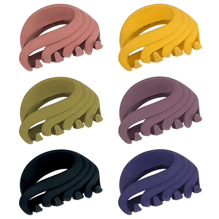 Hair Claw Clips for Thin, Medium & Thick Hair - 2.6 Inch Strong Matte Flower Jaw Clips for Women, Girls & Kids, Non-Slip Clamps with Gift Box (6 Pack