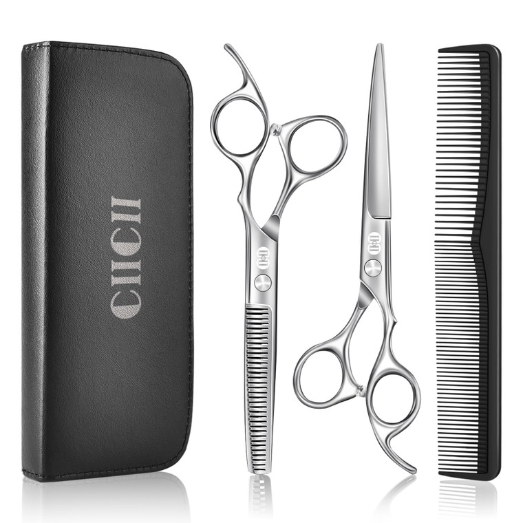 CIICII Hair Cutting Scissors Shears Kit, Professional Barber Haircut Scissors Set (6.7 Inch Hair Beard Hairdressing Trimming Haircutting Thinning She