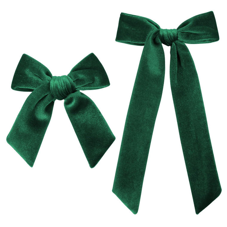 CEELGON Large Velvet Hair Bows, 2 Sizes 5", 3.5" Soft Velvet Hair Bow for Toddler Girls Long Ponytail Knot Bows Alligator Clip Hair Accessories - Dar