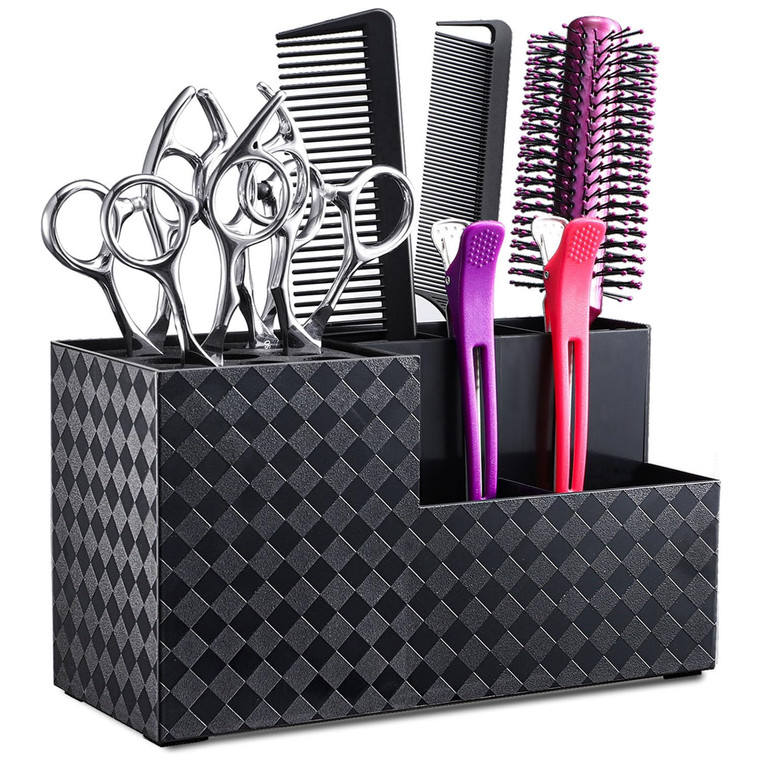 Noverlife Hairdressing Scissors Holder Shears Block, Barber Shop Scissor Organizer Stand, Hairdressing Tools Storage Box for Hairstyling Combs Clips
