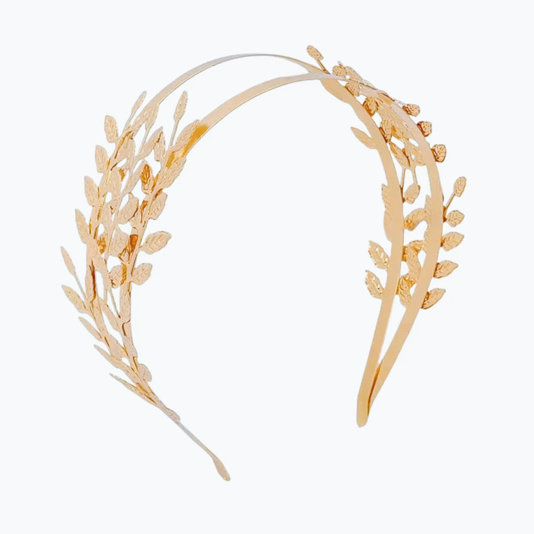 Greek Roman Goddess Headband Leaf Branch Bridal Hair Crown Gold Headpiece for Women Wedding Hair Accessory