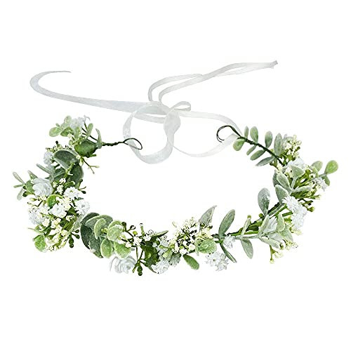Uongeod Flower Crown Boho Flower Wreath Artificial Floral Crown Bridal Headpiece Greenery for Wedding Ceremony Party Festival