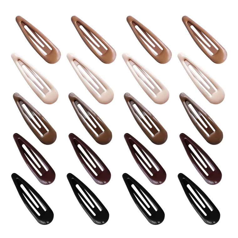 Cptots 20 PCS Metal Snap Hair Clips Water Drop No Slip Barrettes for Women Bright Small Hair Clips For Thick And Thin Fine Hair,Black Beige Brown,1.9