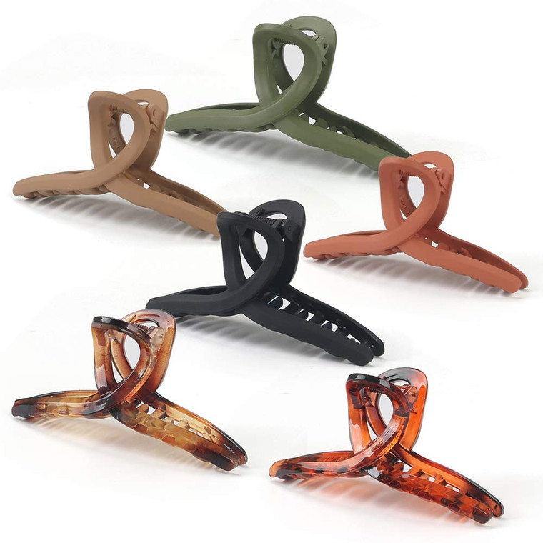 Hair Claw Clips for Women, Nonslip Matte Hair Clips, 4.3 inch Large Big Jaw Butterfly Hair Clips, Fashion Hair Accessories for Women Girls, 6 Colors
