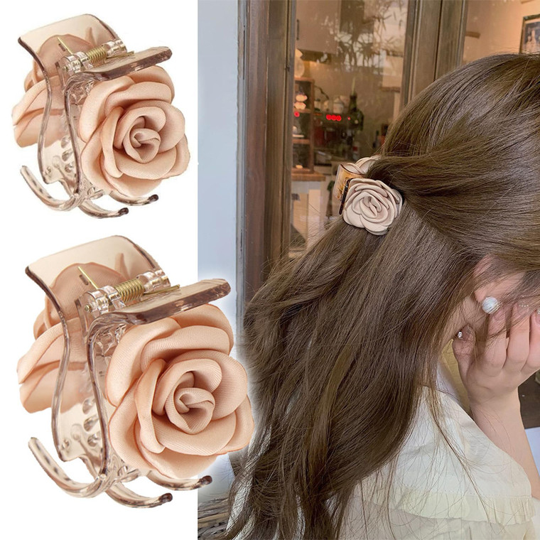 Small Hair Clip for Women,1.61 Inch Flower Claw Clips for Half-up Hairstyles/High Ponytail,Cute Rose Hair Jaw Clips Travel Birthday Christmas Gift fo