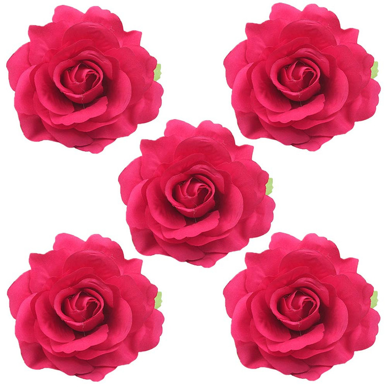 Halloween Rose Hair Clips & Barrettes - Red Rose Flower Brooch Pins Women Fashion Party Decoration Cosplay Costume Headpiece Cute Handmade Hair Acces