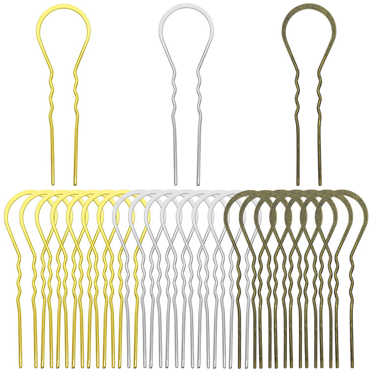 30Pcs Metal U Shaped Wave Curved Hair Pins,Ladies Hair Bun Hair Pin Long Hair Fork Pins Chopsticks Hairpins Picks for Women,Hair Styling Tool(Gold,wh