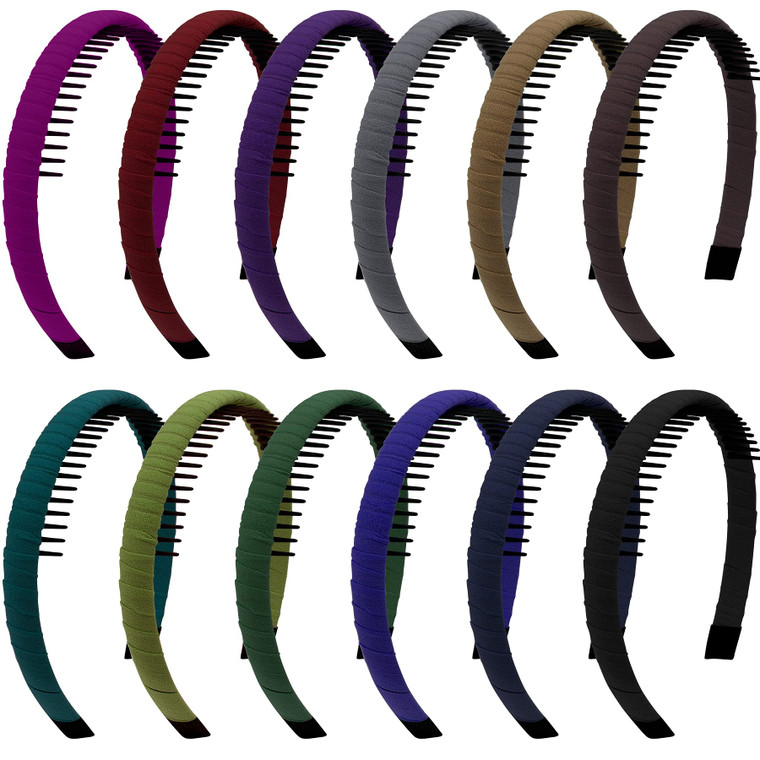 Duufin 12 Pieces Girls Teeth Headbands Non Slip Hair Headband with Teeth Comb Craft Headbands for Girls Women, 12 Colors