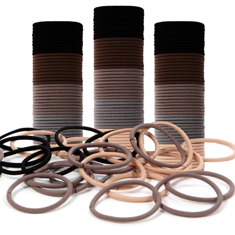 Emrlyr Brown Hair Ties for Thick 150 Count,4mm Elastic hair Bands, Ponytail No Damage Hair Ties for Women,Girls and Man