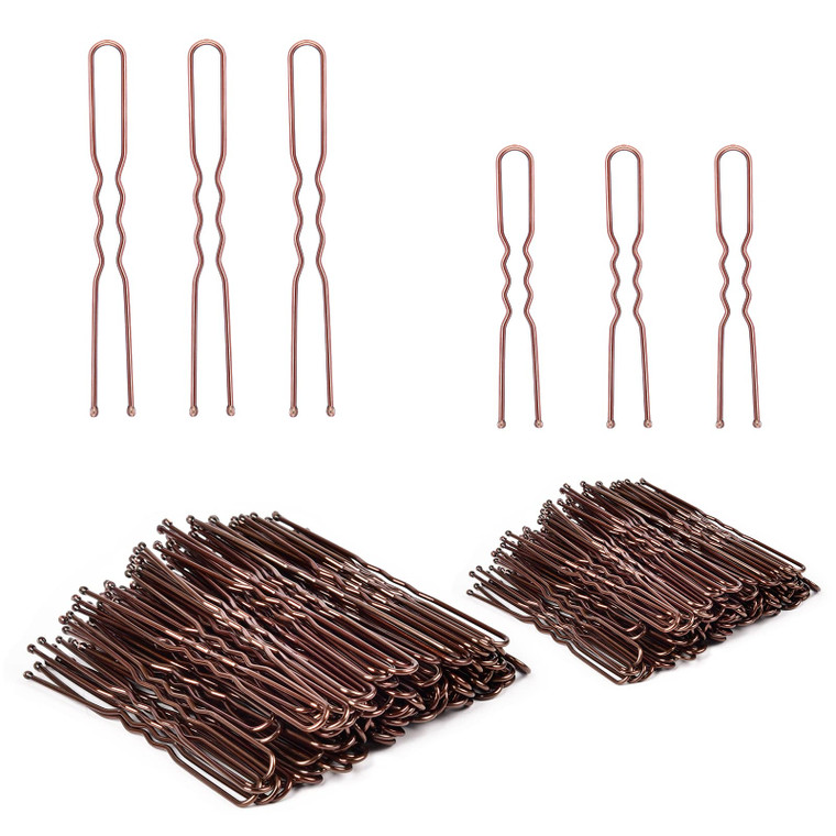 Hair Pins for Women, IKOCO 2inch and 2.75inch U Shaped Bobby Pins with Storage Box, 50Pcs of each size, Brown