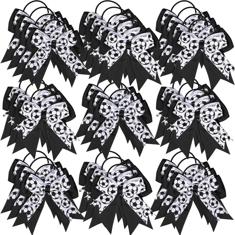 WILLBOND 20 Pieces Soccer Hair Ties Elastic Soccer Ball Hair Accessories for Girl Women Player School Team Football Birthday Party (Black, White)