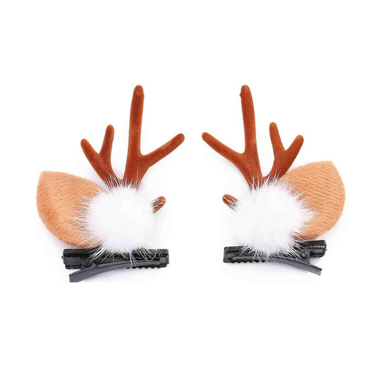 Soochat Christmas Hair Clips Reindeer Ears Hair Clips Deer Antler Hair Pin for Xmas Party Cosplay Hair Accessories