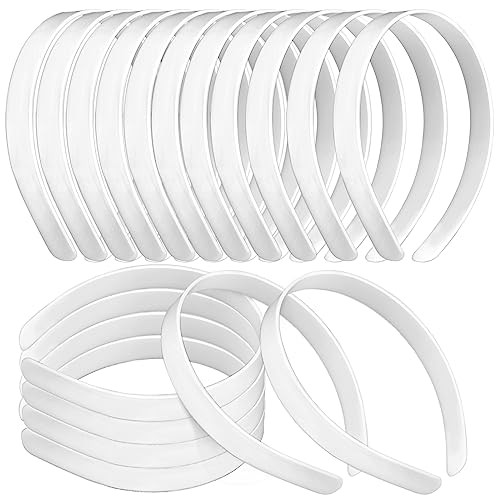 Amersumer 50PCS 1/2 Inch Plain Plastic Headbands for Girls No Teeth DIY Hair Accessories, White