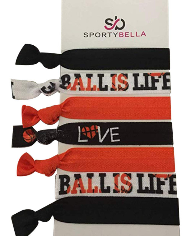 Basketball Hair Ties for Girls, Ball is Life No Crease Ribbon Hair Bands, Basketball Party Accessories and Gifts for Women, Teens, Teams, and Players