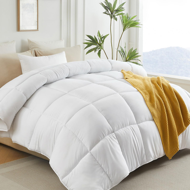 L LOVSOUL Down Alternative Comforter King Size Duvet Insert,All Season Duvet Insert with Corner Tabs,White Comforter King 106x90Inches