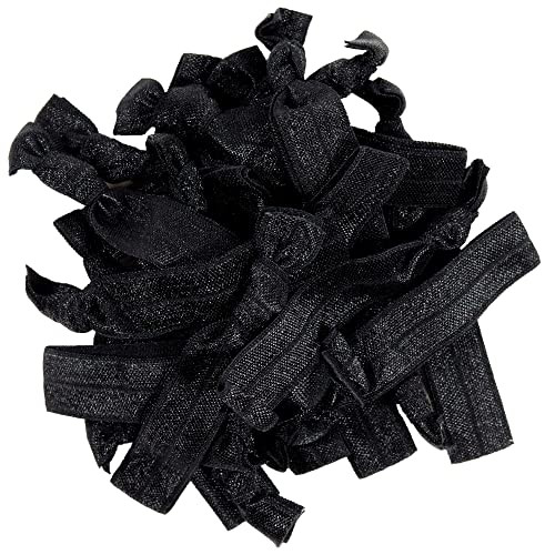 Kenz Laurenz Hair Ties Black Ponytail Holders - 20 Pack - No Crease Ouchless Elastic Styling Accessories Solid Pony Tail Holder Ribbon Bands