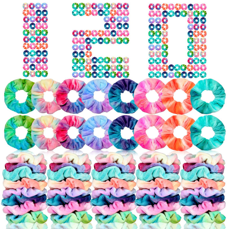 Yuxung 120 Pcs Velvet Scrunchies for Women Galentines Day Party Favor Gifts Scrunchies Bulk Soft Elastic Scrunchy Hair Ties Cute Hairbands and Ponyta