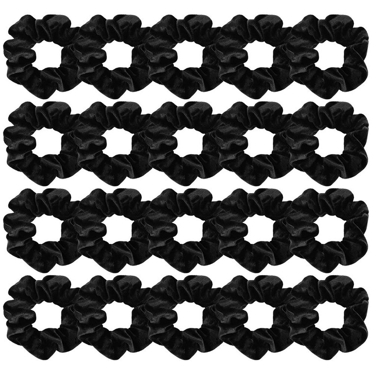 Didder 20 Pcs Black Velvet Hair Scrunchies, High Elasticity Soft Elastics Scrunchy Hair Ties for Women Girls, Cute Scrunchie Bobbles Ropes Hair Bands