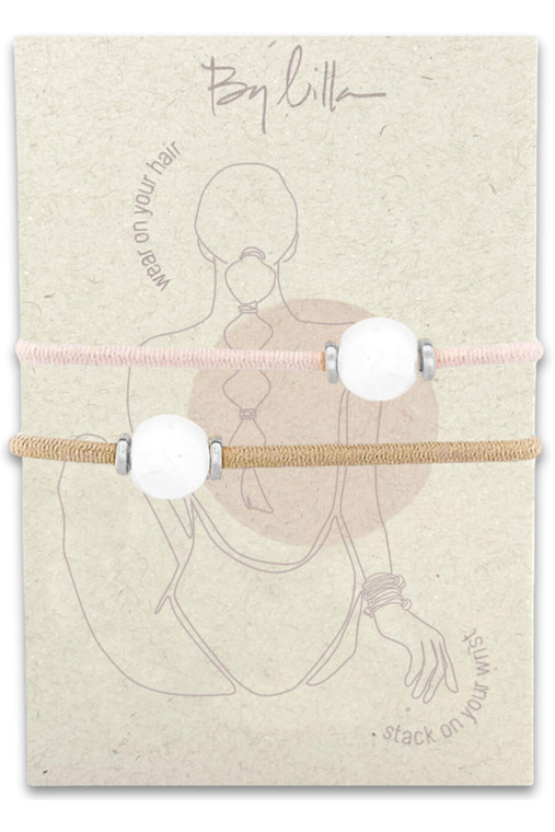 By Lilla Bracelet Hair Ties for Women - Hair Tie Bracelet with Silver Accents - Boho Handmade Jewelry for Wrist and Ponytail (Halo-Silver)