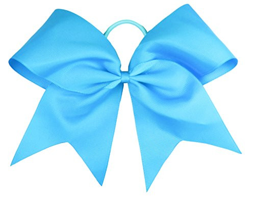 Blue Bows Cheerleader Hair Bows for Girls and Women - 6" Bows Mounted on Elastic Ponytail Holders (2pc Blue Cheer Bows)