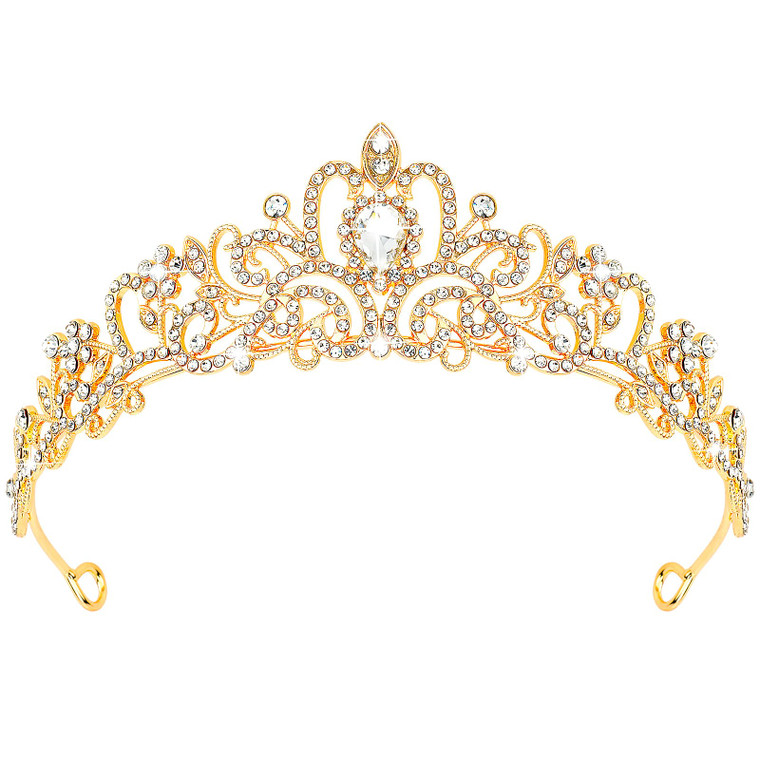 CIEHER Gold Tiara Crowns for Women & Girls - Bridal, Wedding, Prom, Quinceanera, Birthday & Christmas Crown Gifts - Hair Accessories