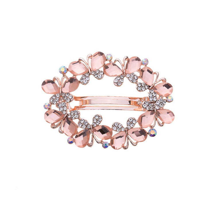 Ruihfas Elegant French Hair Barrette Jewelry Sparkly Rhinestone Crystal Hair Clips Hairpins for Bride Women Ponytail Holder (Champagne)