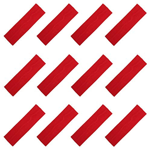 Kenz Laurenz Soft and Stretchy Elastic Cotton Headbands, Pack of 12, Red